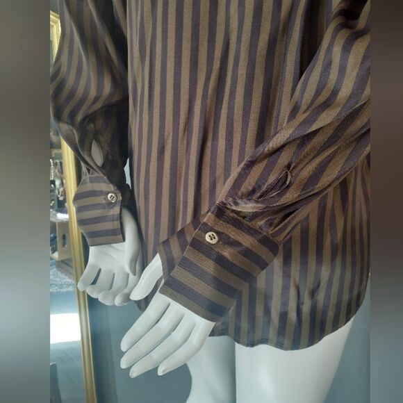 Zara Nwt Striped Satin Button Down Shirt - Picture 3 of 15